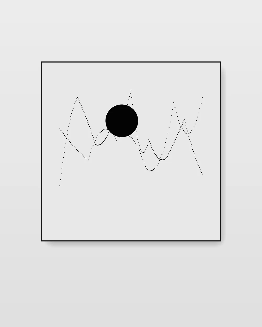 Contour Geometry No. 9, original line art abstract painting in soft graphite on canvas