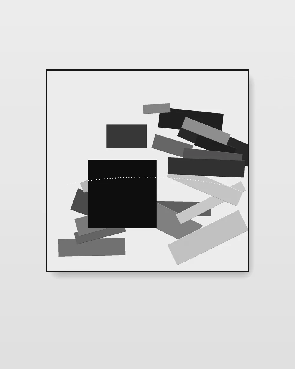 Drifting Passage II, original mixed media abstract painting in high-contrast black and white on canvas