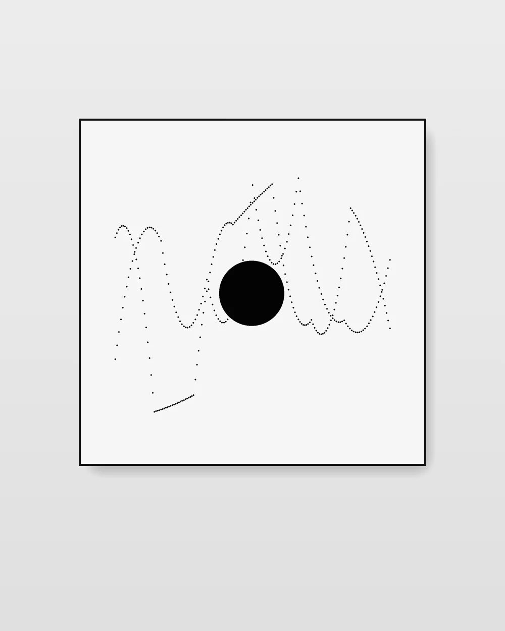Ivory Fragment No. 3, original line art abstract painting in deep charcoal grey on canvas