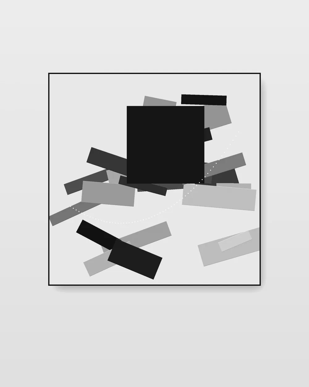 Onyx Cascade No. 11, an original mixed media abstract painting in ink black on white
