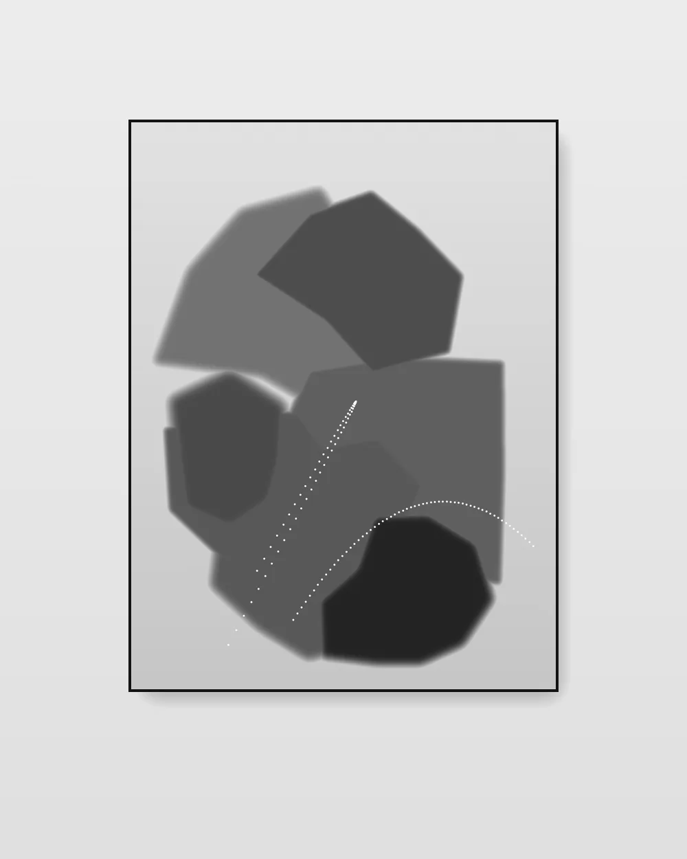 Silent Cartography I, original fluid art abstract painting in smoke and ash grey on canvas