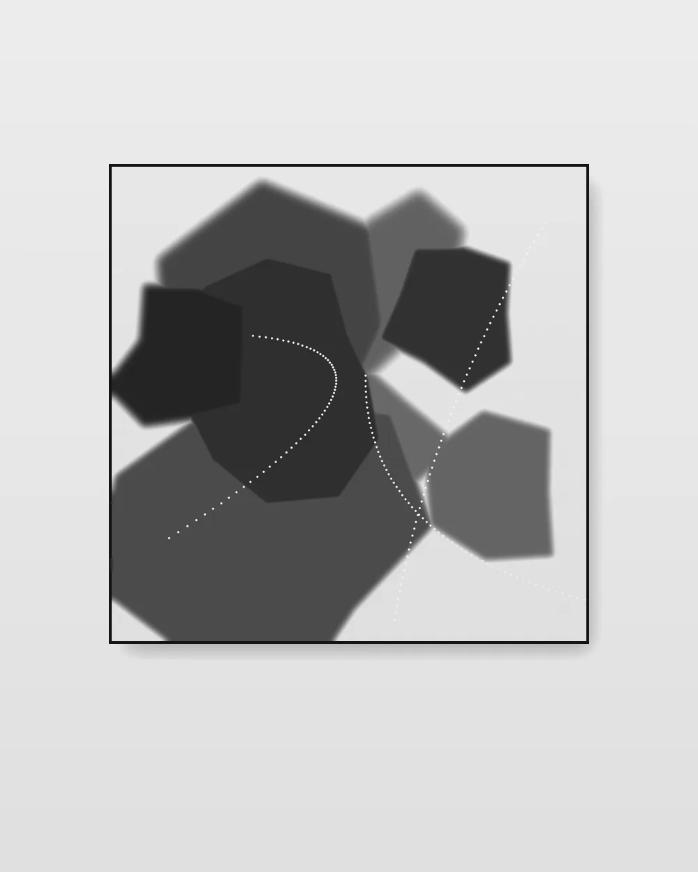 Silent Passage, original fluid art abstract painting in ink black on white on canvas