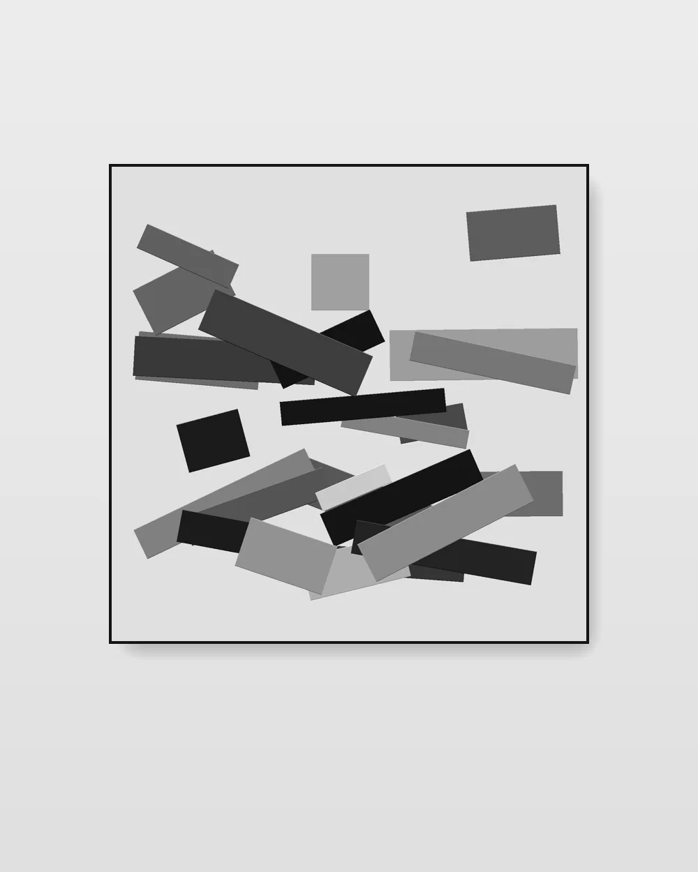 Tectonic Contour I, original palette knife abstract painting in ink black on white on canvas