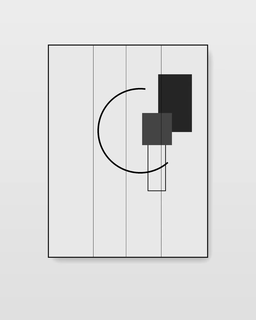 Undertow Notation V, original geometric abstraction abstract painting in smoke and ash grey on canvas