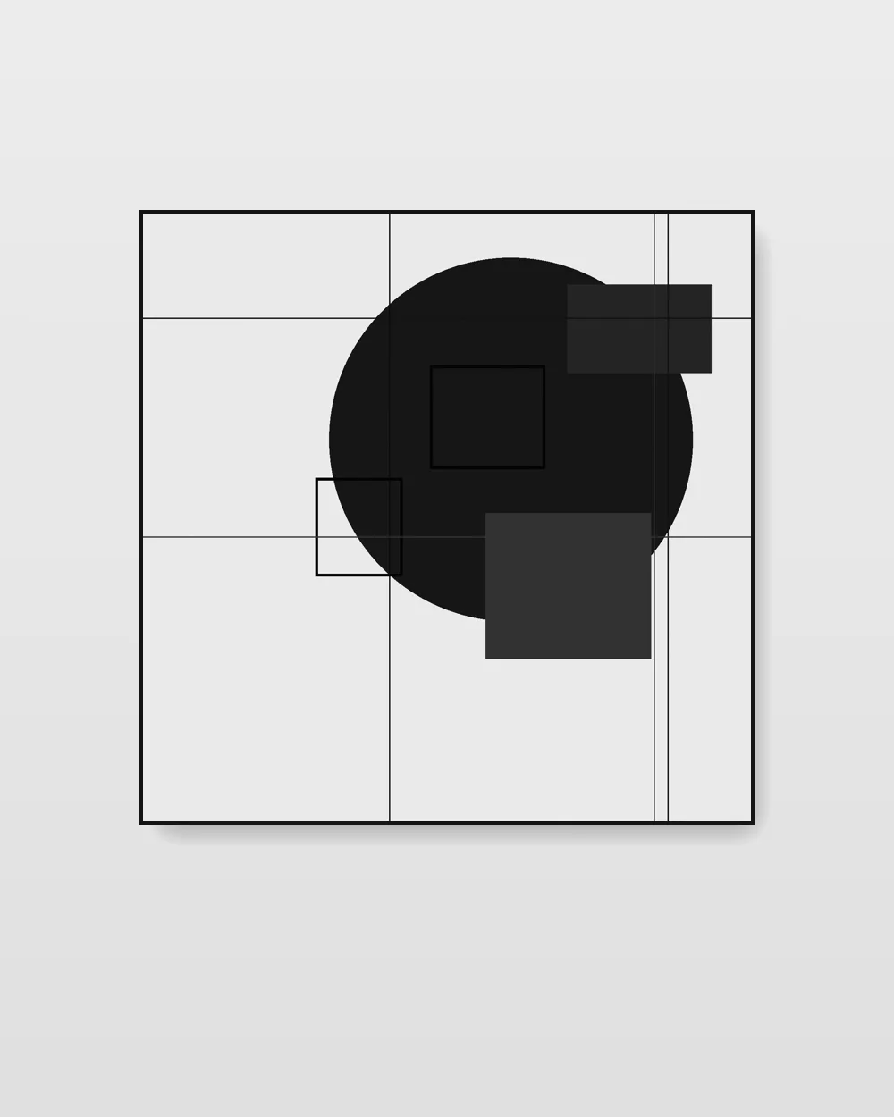 Vestige Movement No. 12, original geometric abstraction abstract painting in ink black on white on canvas